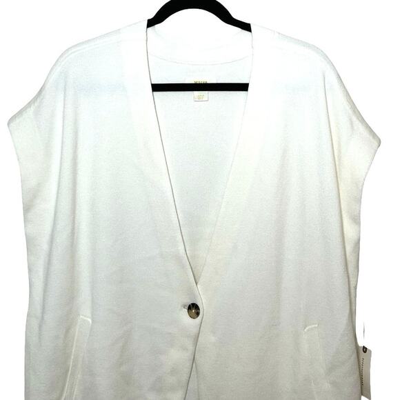 NWT Maeve By Anthropologie Women’s Oversized Muscle Sweater Vest Ivory Size L - Picture 4 of 8